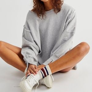 FREE PEOPLE Camden Sweatshirt We The Free Grey Gray